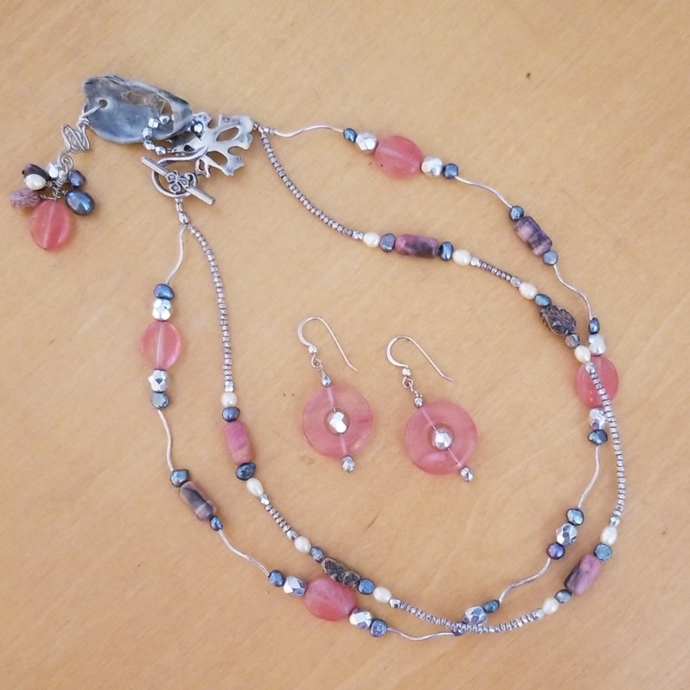 Unique handmade necklace and earring set